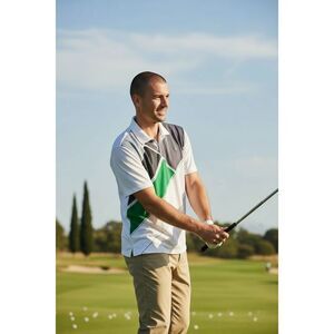 Nike Golf Dri-Fit Polo Shirt XL White Gray Green Geometric Stripe Performance